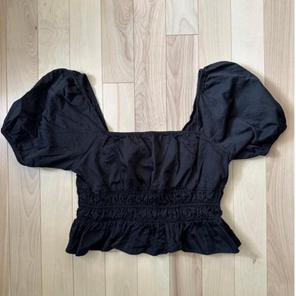 Avec les filles black peasant-style blouse with a square neckline - Picture 2 of 6